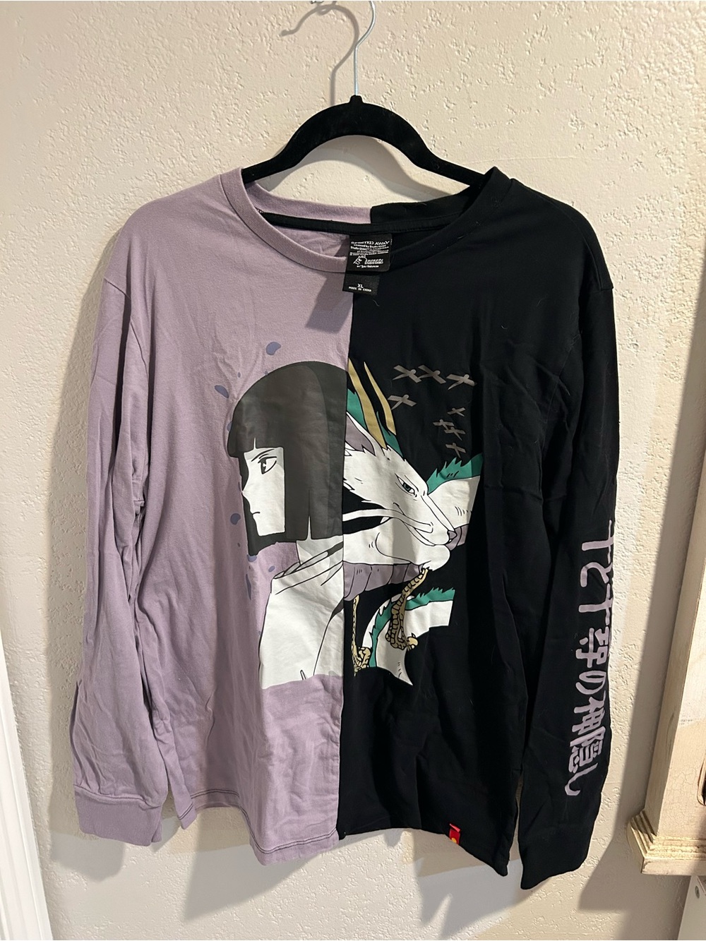 Her Universe Lavender and Black Anime Split-Graphic Long Sleeve Shirt